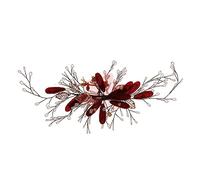 Ipetboom 1 Pc Pinza De Pelo De La Boda Pinzas De Pelo Rojo Nupcial Peineta Con De Imitación Pinza De Pelo De Flor Paseo Pasador De Novia Corbata De Cabello Trenzado Aleación