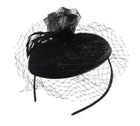 Ipetboom 1 Pieza Tocado de velo nupcial sombrero elegante accesorios para el cabello sombreros de coctel mujer sombreros de boina para mujer fuente sombreros de fiesta de té Malla Negro