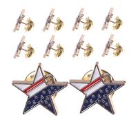 Ipetboom 10 Broches Con La Bandera Estadounidense Broche De Estrella Del Día De La Independencia Para Mujer Pin De Solapa Con La Bandera Estadounidense Patriótica Para La Fiesta Del 4 De