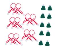 Ipetboom 10 Juegos Mini DIY Knit Hats and Scarves Wool Yarn Tiny Christmas Scarves For Wine Bottle Covers Snowman Doll Craft Decorations