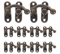 Ipetboom 10 Pestillos de Gancho Derecho Vintage Cobre Antiguo para Caja de Hojalata Pestillo de Armario y Joyero Cierre Seguro para Maleta Gabinete y Caja de Herramientas