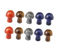 Ipetboom 10 Piezas Adorno de hongo de cristal exterior mini setas para miniatura seta pequeña decoraciones de setas de maceta decoración de mini hongos Piedra natural Color Aleatorio