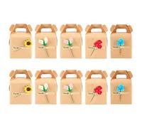 Ipetboom 10 Piezas Cajas de de Navidad para Manzanas y de Contenedores de Cartón Kraft con Diseño Floral Elegante para Decoración y Almacenamiento