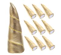 Ipetboom 10 Piezas cuerno de unicornio cuernos de carnero banda para el cabello musical Cuerno de zapato horquillas moño hair pin decoración para hacer tocados cuerno falso paño Golden
