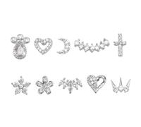 Ipetboom 10 Piezas Joyería de uñas de huesos de la oreja para Joyería del cuerpo universal clavos del hueso del oído joyería piercing del cuerpo Acero inoxidable Silver