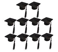 Ipetboom 10 Piezas Mini Gorro de Graduación Decorativo con Borlas para Vino y Bebidas para Celebraciones de Graduación Material No y Ligero Decoración Festiva para Eventos