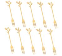 Ipetboom 10 piezas Mini Tenedores Dorados Inoxidable para Ensaladas y Aperitivos Tenedores Portátiles y Compactos para Fiestas y Uso Doméstico