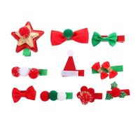 Ipetboom 10piezas Pinzas Pelo Navideñas Lazo y Estrella Pasadores Navideños para Festivales de Horquillas de Pelo de Invierno para Niñas y Mujeres