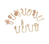 Ipetboom 11 Piezas Conjunto Anillos de Nariz Falsos de Cobre con Zirconia Clip U-Shape Sin Perforación Joyería Unisex Cómoda para Sensible para Cumpleaños y