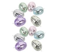 Ipetboom 12 Adornos Colgantes de Huevo de Pascua de Espuma Mosaico de Vidrio, 6 Colores Pastel, 4x6 Cm, Decoraciones Primaverales para Árbol, Ventana y Jarrón, Ideales para