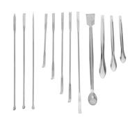 Ipetboom 12 espátulas de laboratorio de acero inoxidable, cucharas de micromuestreo, cucharas mezcladoras de doble extremo, medidoras de laboratorio para llenado de tapas de polvos.