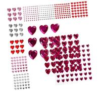 Ipetboom 12hojas Pegatinas de Corazones Gemas de Corazón Adhesivas Gemas de Imitación para Maquillaje Decoración de Despedida de Soltera de Joyas para Manualidades