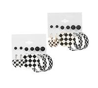 Ipetboom 12pares Pendientes Colgantes De Moda Para Mujer Pendientes De Cuadros Blancos y Negros Pack Para Uso Diario y Ocasiones Especiales