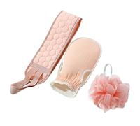 Ipetboom 1juego Guantes Exfoliantes De Ducha y Funda Set Para Cuidado Personal y Limpieza De Espalda Casa Color Rosa