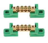 Ipetboom 2 Barras Colectoras de Puesta a Tierra de Cobre 6X9 MM 4 Posiciones de Terminales Verdes para Caja de Distribución Eléctrica y Conexión Segura