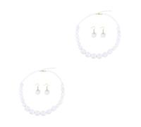 Ipetboom 2 Juegos Juego de aretes de collar de cuentas joyería elegante dama pendiente de acrílico kit de joyería femenina joyas de acrílico con estilo kit de collar de pendientes blanco