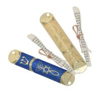 Ipetboom 2 Juegos Mezuzah de Metal con Pergaminos Símbolos Judaicos para Puerta Placa Decorativa Israelí para Bendición y Protección del Hogar Adorno Religioso para Entrada Exterior