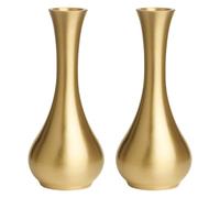 Ipetboom 2 minijarrones de latón - Pequeño jarrón de Metal Dorado para Escritorio - Arreglo Floral de Cobre de Mesa para Centro de Mesa de Sala de Estar