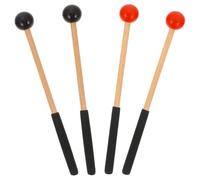 Ipetboom 2 Pares de Baquetas de Lengua para Marimba, Mazos de Percusión Portátil Mango Ergonómico, Color Rojo y Negro, Accesorio Práctico para Instrumentos Musicales y Práctica de Batería