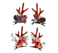 Ipetboom 2 Pares Horquilla Flor De Cuerno Decorativa Navideña Pinzas Cabello Forma De Cuernos Accesorios Cabello Para Fiestas De Invierno
