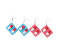 Ipetboom 2 Pares Pendientes de cápsula de madera Accesorios para los oídos pendientes colgantes junta de medicina para el oído colgante de oreja de enfermera Verde