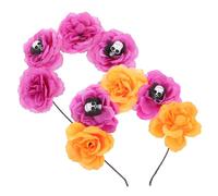 Ipetboom 2 Pcs Diademas De Flores De Calavera Accesorio De Cabello Para Halloween Fiesta Cósmico