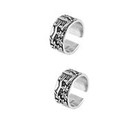 Ipetboom 2 Piezas anillo con motivo vintage delicado meñique delgado dedo señora anillo de la joyería elegante anillo de apertura anillo vintage mujer joyas de anillo cobre Plata