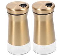 Ipetboom 2 piezas Botellas Dosificadoras de Condimentos Inoxidable y Vidrio Saleros y Pimenteros Reutilizables para Cocina y Restaurante Envases Herméticos para Sal y Pimienta