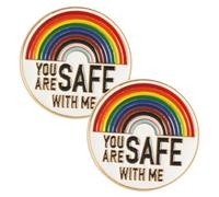 Ipetboom 2 Piezas Broche Esmaltado Mujer You Are Safe With Me Pin para Ropa y Bolso Joyería Distintivo Lgbt Accesorio Resistente y Decorativo