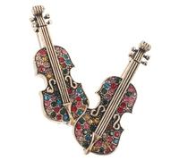 Ipetboom 2 Piezas Broche Pin Mujer Retro Violín con Cristales Brillantes Alfileres de Solapa para Chaquetas Vestidos Bufandas Accesorios Musicales para Estilo Clásico