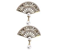 Ipetboom 2 Piezas Broches Forma de Abanico con Perla Colgante de Duradera Estilo Retro Chino para Fiestas y Accesorios Vintage