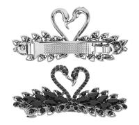 Ipetboom 2 Piezas Clips para Cabello Cisne Negro con Cristales Broches Metálicos Resistentes Accesorios Versátiles para Mujeres y Niñas Diseño Vintage Elegante