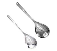 Ipetboom 2 piezas Colador Inoxidable para Cocina Cuchara Ranurada Resistente Altas Temperaturas con Mango Cómodo para Colgar para Filtrar Pasta Verduras y Frituras