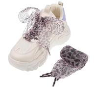 Ipetboom 2 piezas Cordones Planos Anchos con Estampado de Leopardo para Zapatillas Deportivas y Casuales Duraderos y Fáciles de Atar Accesorios Coloridos para Calzado Moderno