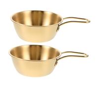 Ipetboom 2 Piezas cuenco de espuma de afeitar jabonera pequeña bol taza de afeitar kit de tazón de afeitar cuenco de afeitar natural delicado cuenco de acero inoxidable Golden