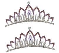 Ipetboom 2 Piezas De Diamantes De Imitación De Colores De Princesa Pelo Nupcial Pelo De Diamantes De Imitación Peine Lateral Cristal Real Tiara Peine Peine Del Pelo Princesa Peine