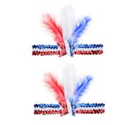 Ipetboom 2 Piezas Diadema del Día de la independencia adorno de aros para el cabello adornos para el pelo del día de la independencia cintas para el pelo del día de la independencia pluma