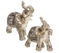 Ipetboom 2 Piezas Estatuas de Elefante de Resina Pequeñas y Ligeras Decoración Vintage Auspiciosa para Hogar de Figuras de Elefantes Ornamentales para Mesa