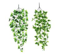 Ipetboom 2 Piezas Guirnaldas Artificiales de Rattán Simulado para Decoración de Bodas y Pack Planta de Imitación Verde para Interiores y Exteriores Decoración Colgante Realista