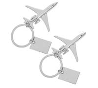 Ipetboom 2 Piezas Llavero Avión con Placa Personalizable Colgante de Avión Mini para Mochila Regalo Temático Aviación para Pilotos y Viajeros