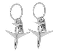 Ipetboom 2 Piezas Llavero de Avión Metálico con Placa para Grabado Accesorio para Llaves y Mochila Diseño Creativo para Viajeros y Amantes Aviación Color Plata