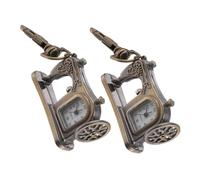 Ipetboom 2 Piezas Llavero Reloj Vintage con Hebilla De Llave Novedad Reloj De Cuarzo Relojes De Bolsillo para Hombres Relojes De Bolsillo Hebilla De Llave De Cuarzo Aleación De Zinc Café