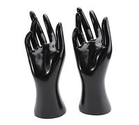 Ipetboom 2 piezas Maniquí de Mano Femenina de Plástico Negro para Exhibición de Anillos y Joyas para Tienda y Hogar