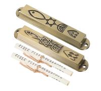 Ipetboom 2 Piezas Mezuzah Metálica Vintage para Puerta Decoración Judaica Retro Resistente y Elegante para Hogar Oficina Sala y Dormitorio