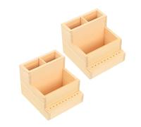 Ipetboom 2 Piezas Organizador de Madera para Herramientas de Manicura Caja para Brocas de Taladro de Uñas Estuche Resistente para Accesorios de Uñas Organizador de Escritorio Natural para