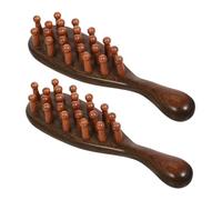 Ipetboom 2 Piezas Peine De Masaje Meridiano Desenredante Para Cabello Unidades Peine De Madera Dientes Anchos Portátil Para Eliminar Caspa y Masajear El Cabelludo Multifuncional