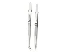 Ipetboom 2 piezas Pinzas de Precisión Antideslizantes de Acero Inoxidable con Cierre Puntas Rectas y Curvas para Joyería Manualidades Soldadura y Manipulación de Diamantes de Unidades