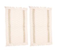 Ipetboom 2 Piezas Tapetes de Mesa Macramé con Flecos Manteles Individuales de Algodón y Lino Decoración para Comedor Adecuados para Hogar