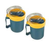 Ipetboom 2 piezas Tazón de Portátil con Tapa y Cuchara Diseño Estético para Microondas para Sopa Leche y Ensaladas y de Llevar Reutilizable