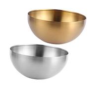 Ipetboom 2 piezas Tazones Inoxidable para Ensalada y Ramen Diseño Resistente y Elegante Dorado y Plateado para Cocina y Restaurante